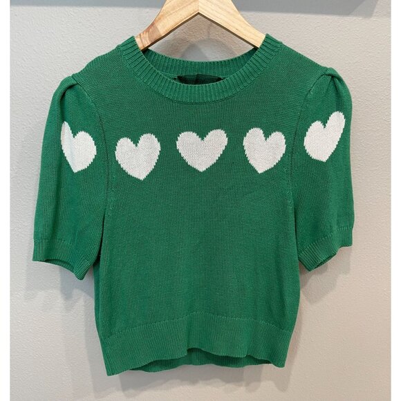 Reformation Sweaters - Reformation Linen Knit Hearts Sweater Small Short Sleeves Crop Preppy